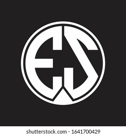 ES Logo monogram circle with piece ribbon style on black background