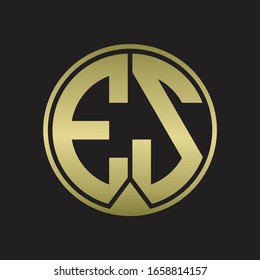 ES Logo monogram circle with piece ribbon style on gold colors