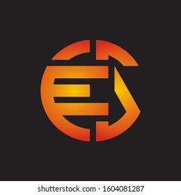 ES Logo monogram with cutting line style isolated on colors