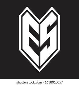 ES Logo monogram with emblem line style isolated on black background