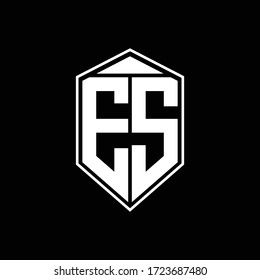 ES logo monogram with emblem shape combination tringle on top design template