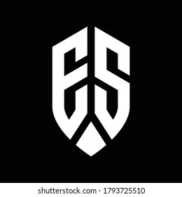 es logo monogram with emblem shield style design template