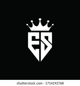 ES logo monogram emblem style with crown shape design template