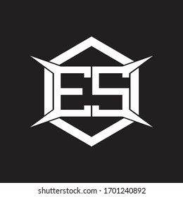 Monograma ES con modelo hexagonal y de cuatro ejes