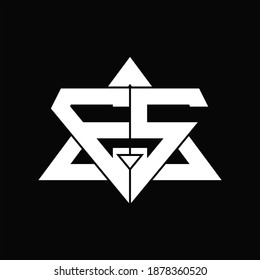 ES Logo monogram isolated with triangle shape design template on black background