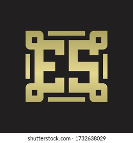 ES Logo monogram with piece line art design template