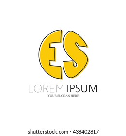 ES Logo. Vector Graphic Sphere Branding Letter Element. White Background