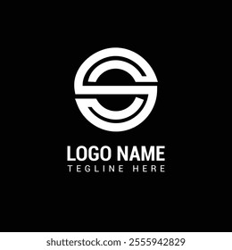 ES minimal letter logo design with black background