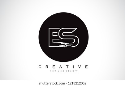 ES Modern Leter Logo Design with Black and White Monogram. Creative Letter Logo Brush Monogram Vector Design.