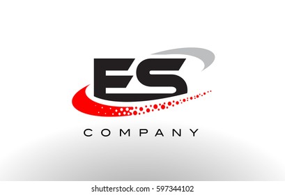 ES Modern Letter Logo Design with Creative Red Dotted Swoosh Vector 