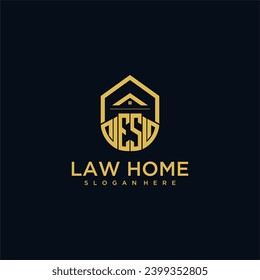 ES monogram initial logo for lawhome with shape home design