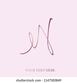 e&s monogram logo.Hand drawn lettering in metallic rose color.Signature style vector icon isolated on light background.