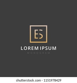 ES. Monogram of Two letters E & S. Luxury, simple, stylish and elegant ES logo design. Vector illustration template.
