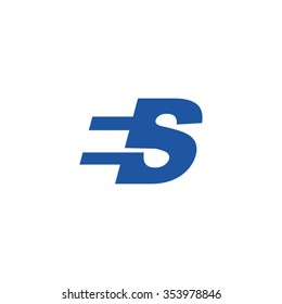 ES negative space letter logo blue