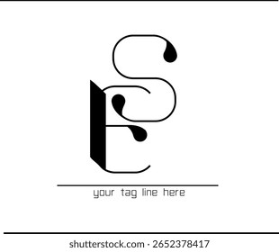 Logotipo de monograma sobreposto ES - tipografia de script E e S elegante
