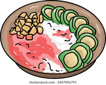 Es Pisang Ijo Vector illustartion. Indonesian traditional food vector. Indonesian food illsutration. food vector. food illustration