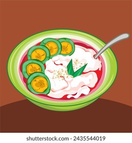 Es Pisang Ijo Vector Ramadhan Indonesian Traditional Food