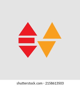 ES red and orange colored monogram vector logo. Logo made from geometric shapes. Logo for company, office, brand, organization, and product. 