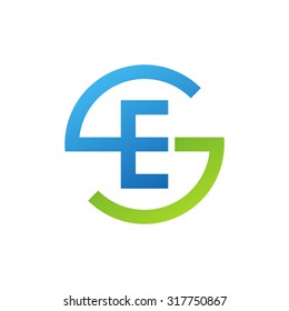 ES SE initial company circle S logo blue green