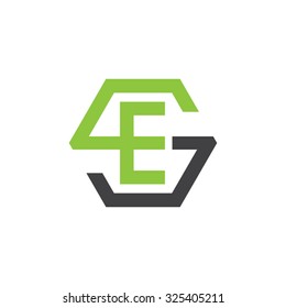 ES SE initial logo, hexagon S shape logo green