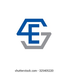 ES SE initial logo, hexagon S shape logo blue