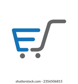 ES shopping cart logo.Vector image