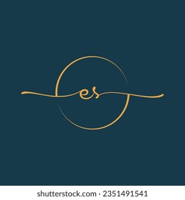 ES Signature initial logo template vector ,Signature Logotype