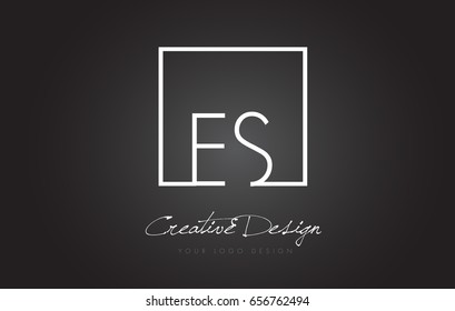 ES Square Framed Letter Logo Design Vector with Black and White Colors.