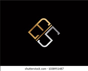 ES square shape Letter logo Design in silver gold color
