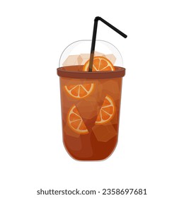 Es Teh or Lemon Iced Tea in a Plastic Cup Vector Illustration Logo 