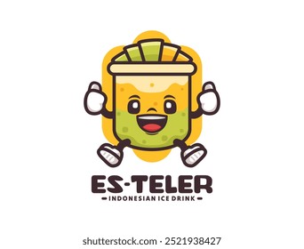 es teler indonesian eis trinken cartoon maskottchen vektor illustration. im Gliederungsstil.