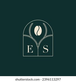 ES Unique and simple logo design combination of letters and coffee bean