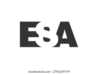 ESA logo design. Initial letter E S A bold font style for tech startups, consulting, corporate branding. Creative company name, headlines typography identity, trendy logotype. Vector illustration.