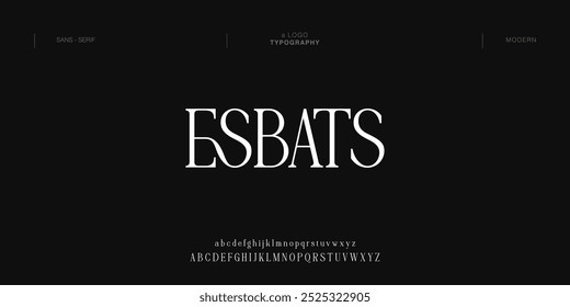 Esbats Abstract Quality font alphabet. Minimal modern urban fonts for logo, brand etc. Typography typeface with small and capital alphabet and number.