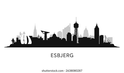 Esbjerg with Denmark City skyline silhouette.