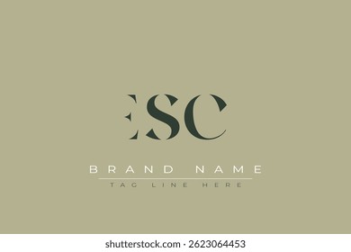 Desenho do logotipo da letra abstrata do ESC. Este logotipo é desenhado por três letras abstratas.
