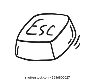 ESC button or Escape button icon doodle hand drawn. Outline line drawing clipart symbol. Vector illustration