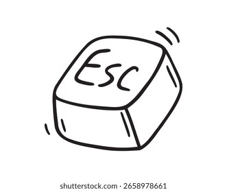 BOTÓN ESC o Botón de escape icono doodle dibujado a mano. Símbolo de Clipart de dibujo de esquema. Ilustración vectorial