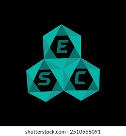 Logotipo de letra minimalista creativa de ESC. Diseño único del logotipo de la letra del alfabeto de las iniciales del Vector de ESC
