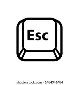 Esc (Escape) key icon  Keyboard button symbol  black   white outline drawing  Isolated vector illustration 