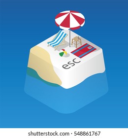ESC key Vacation and travel summer beach concept 