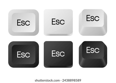 Esc keyboard button icon of different types. Computer button Isolated on white. Vector illustration.