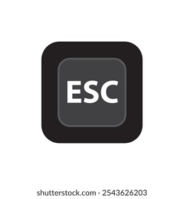 Esc white 3D button on white background. Computers particles keyboards. Vector illustration.