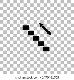 Escalator. Black flat icon on a transparent background. Pictogram for your project
