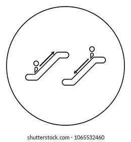 Escalator black icon in circle outline