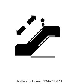 Escalator black icon, vector sign on isolated background. Escalator concept symbol, illustration 