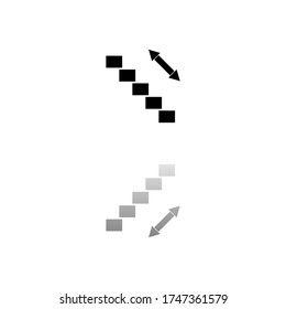 Escalator. Black symbol on white background. Simple illustration. Flat Vector Icon. Mirror Reflection Shadow.  