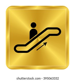 Escalator - black vector icon;  gold button