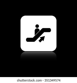 Escalator - black vector icon on the white button