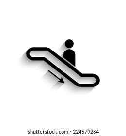 Escalator - black vector icon with shadow